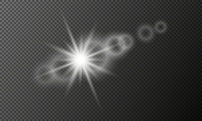 Bright glowing star with glare. Vector illustration