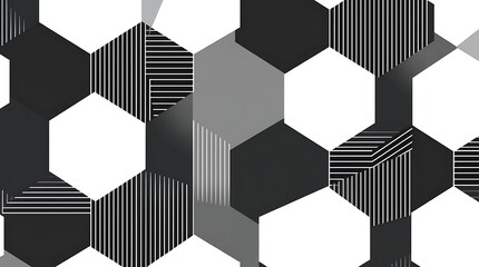 Abstract Hexagon Pattern: Geometric Black and White Design 