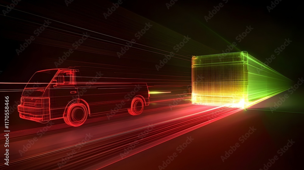 Poster quantum computing depicting momentum conservation during a collision between a moving vehicle and a 