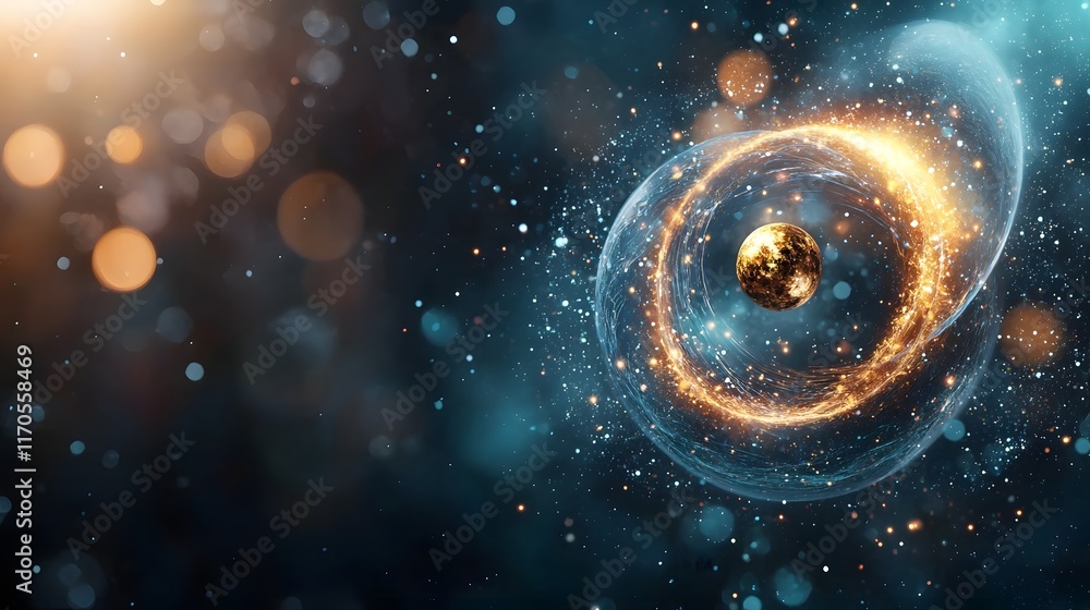 Poster quantum visualization of momentum conservation in gravitational particle interaction a mesmerizing d