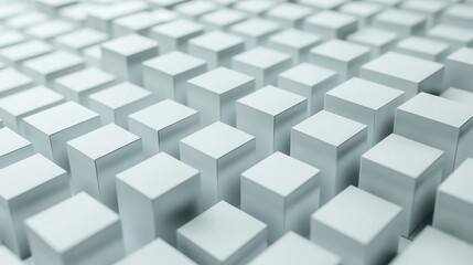 Obraz premium Abstract 3D rendering of many light-grey cubes in a grid pattern.