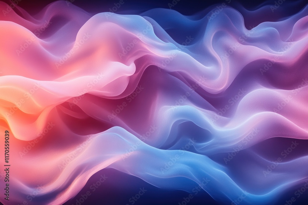 Poster soft pastel abstract frame background with waves of pink and blue