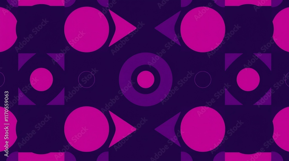 Poster geometric abstract pattern: purple and pink geometric shapes create a seamless, repeating pattern, p