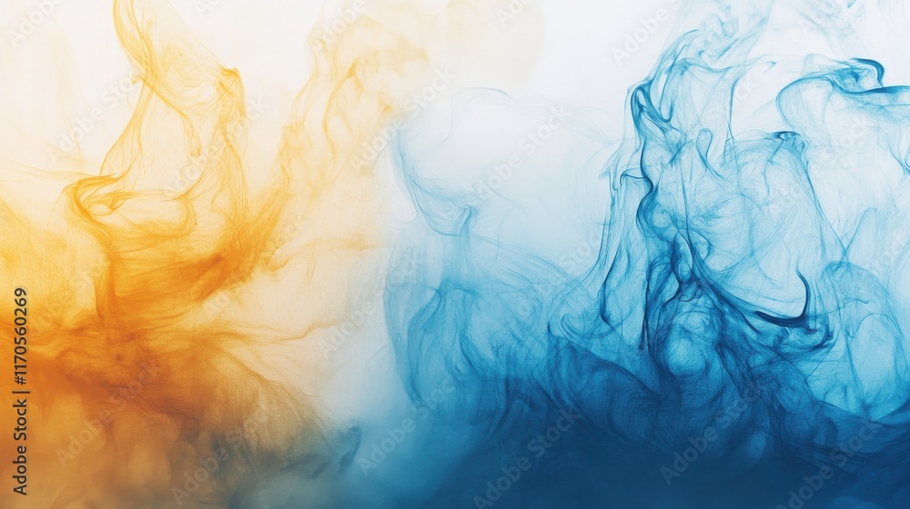 Aufkleber abstract patterns created with pencil strokes in shades of blue and orange on a light background