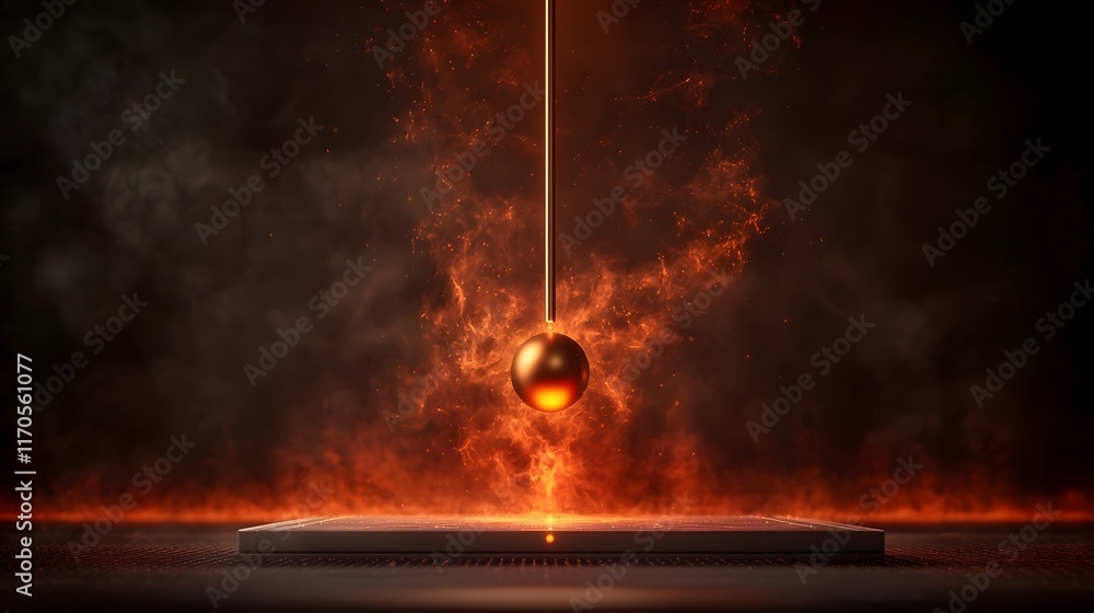 Poster quantum computing simulation depicting the conservation of energy in a pendulum swing showcasing the