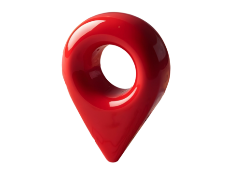 glossy red map pin icon isolated on transparent background for location marking concepts