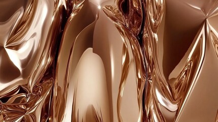 Abstract bronze metallic texture with folds and reflections.