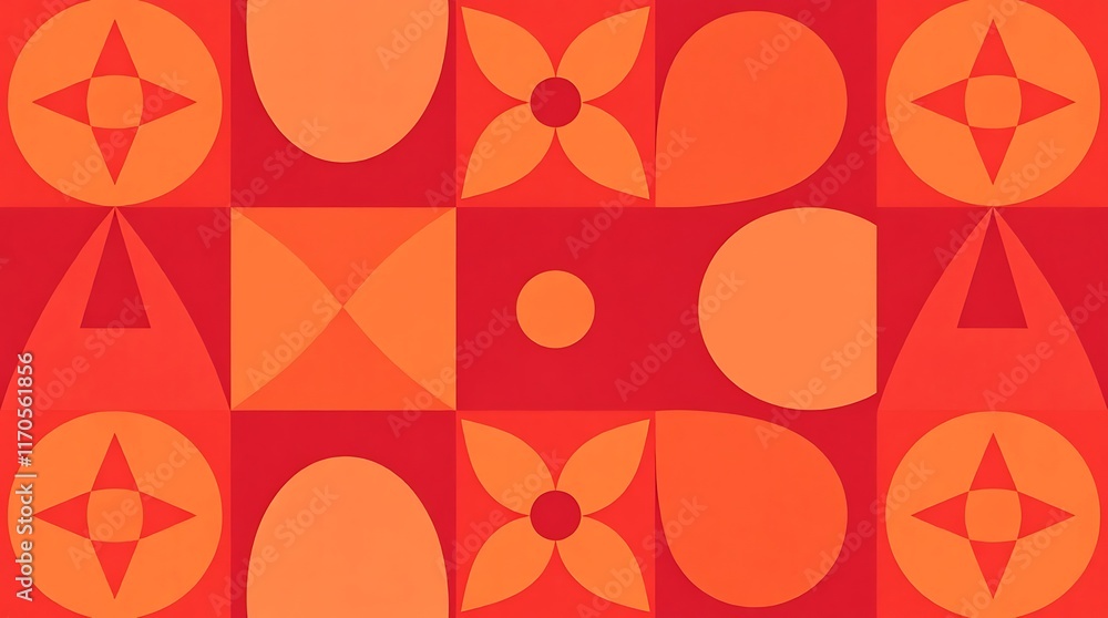 Poster geometric abstract pattern: a vibrant and modern abstract pattern featuring geometric shapes in shad