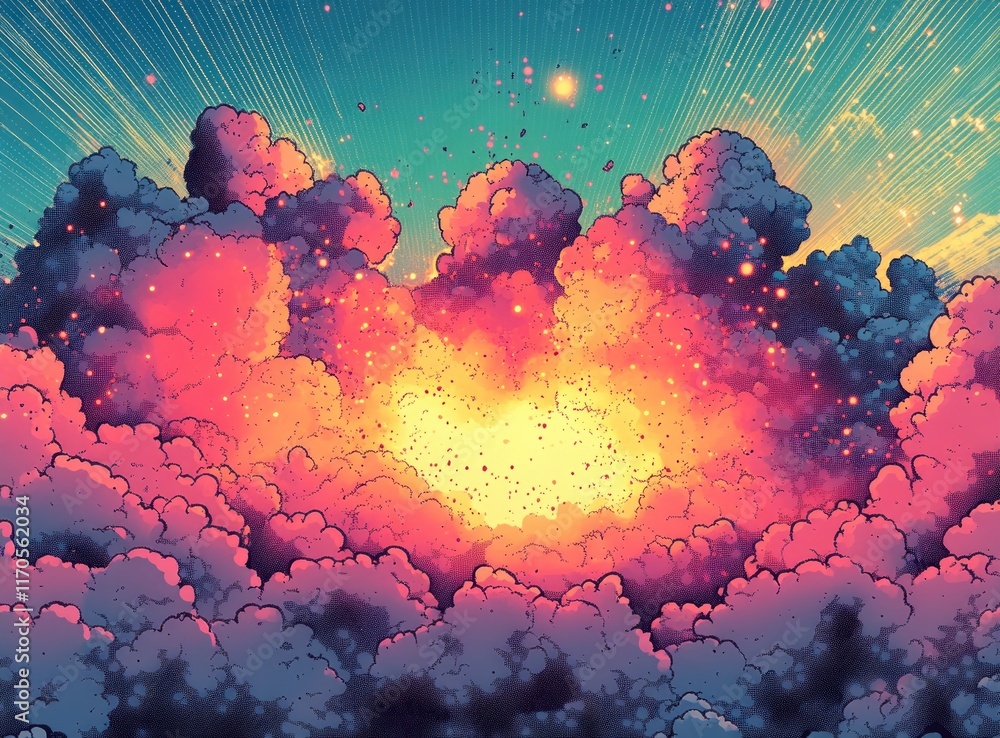 Aufkleber Dynamic Pop Art Explosion Effect Background