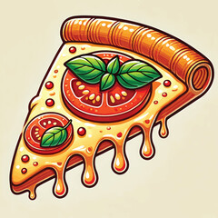 Flying Slice Of Pizza Cartoon Vector Illustration. Fast Food Concept Isolated Vector. Flat Cartoon Style