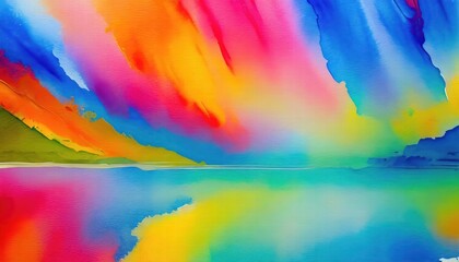 Bright and Colorful Watercolor Paint Background Texture A Vibrant Blend of Hues Ideal for Creative Projects, Digital Designs, and Artistic Expressions