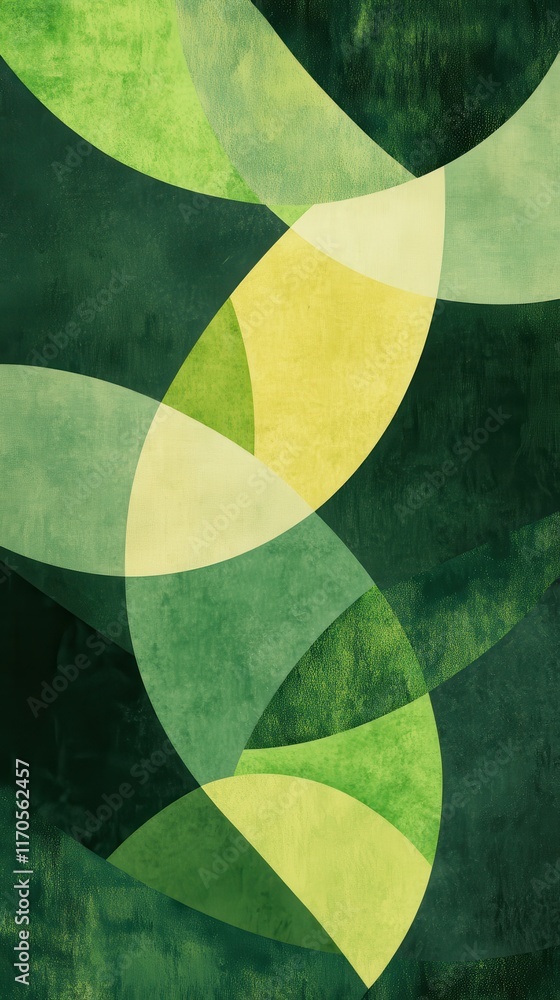 Poster vibrant emerald abstract shapes create a dynamic visual composition in overlapping design elements