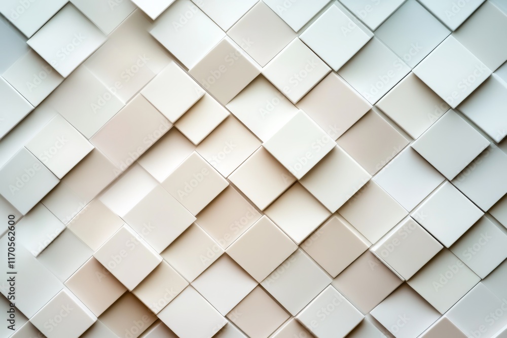 Aufkleber Top-down view reveals a sleek white and gray overlapping square pattern with gentle shadows, providing a chic and minimalistic abstract background perfect for design use