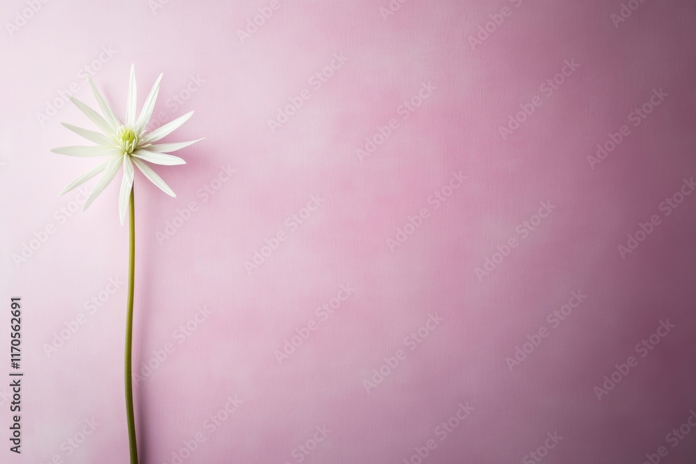 Aufkleber Soft pastel pink serves as a backdrop for a single delicate flower illustration, featuring clean lines and ample white space for text or other design components