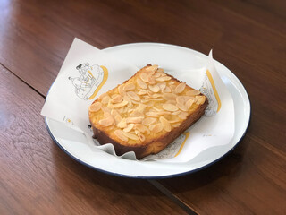 bakery Almond Toast on plate on the table