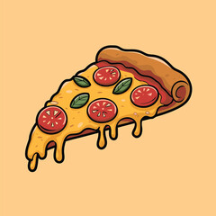 Flying Slice Of Pizza Cartoon Vector Illustration. Fast Food Concept Isolated Vector. Flat Cartoon Style