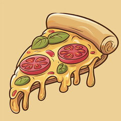 Flying Slice Of Pizza Cartoon Vector Illustration. Fast Food Concept Isolated Vector. Flat Cartoon Style