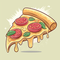 Flying Slice Of Pizza Cartoon Vector Illustration. Fast Food Concept Isolated Vector. Flat Cartoon Style