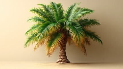 Fototapeta premium Single palm tree, desert backdrop, studio, summer