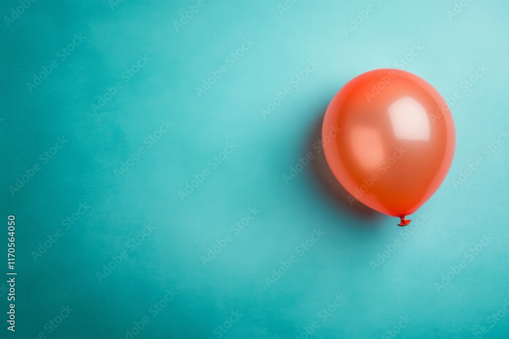 Aufkleber a single glossy red balloon rests against a soft blue backdrop, creating a cheerful and playful atmo