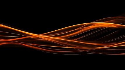 Abstract Orange Waves on Black Background