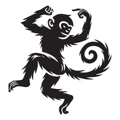 Bold Dancing Monkey silhouette for creative print projects - Dancing Monkey illustration - minimallest Dancing Monkey vector
