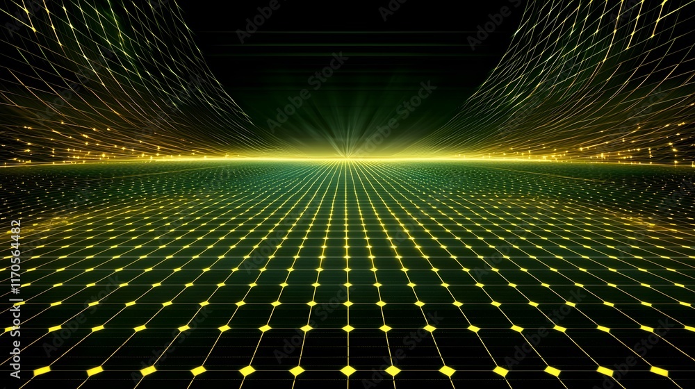 Poster quantum computing simulation of solar cell energy conservation transformation depicting the conversi