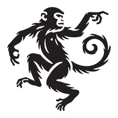 Detailed Dancing Monkey silhouette for versatile projects - Dancing Monkey black vector
