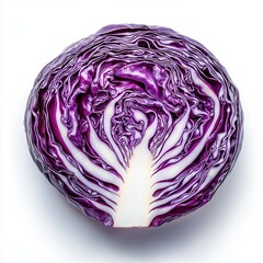 Obraz premium Vibrant purple cabbage sliced in half showcasing intricate layers and textures