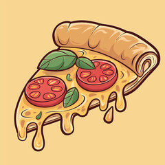 Flying Slice Of Pizza Cartoon Vector Illustration. Fast Food Concept Isolated Vector. Flat Cartoon Style