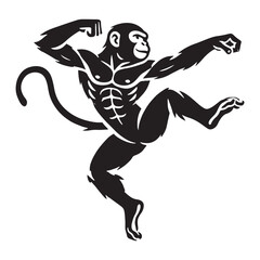Charming Dancing Monkey silhouette for artistic applications - Dancing Monkey illustration - minimallest Dancing Monkey vector
