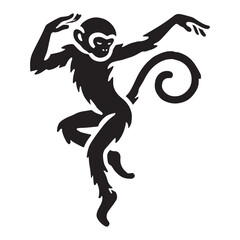 Playful Dancing Monkey silhouette for versatile use - Dancing Monkey black vector
