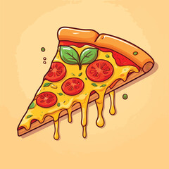 Flying Slice Of Pizza Cartoon Vector Illustration. Fast Food Concept Isolated Vector. Flat Cartoon Style