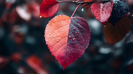 A close-up of a leaf turnin from green to red capture