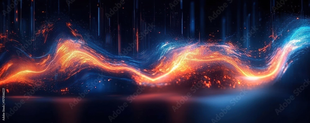 Poster neon cyberpunk digital background for technology communication and neural networks