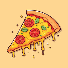 Flying Slice Of Pizza Cartoon Vector Illustration. Fast Food Concept Isolated Vector. Flat Cartoon Style