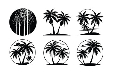 Vector Silhouette of coconut tree.