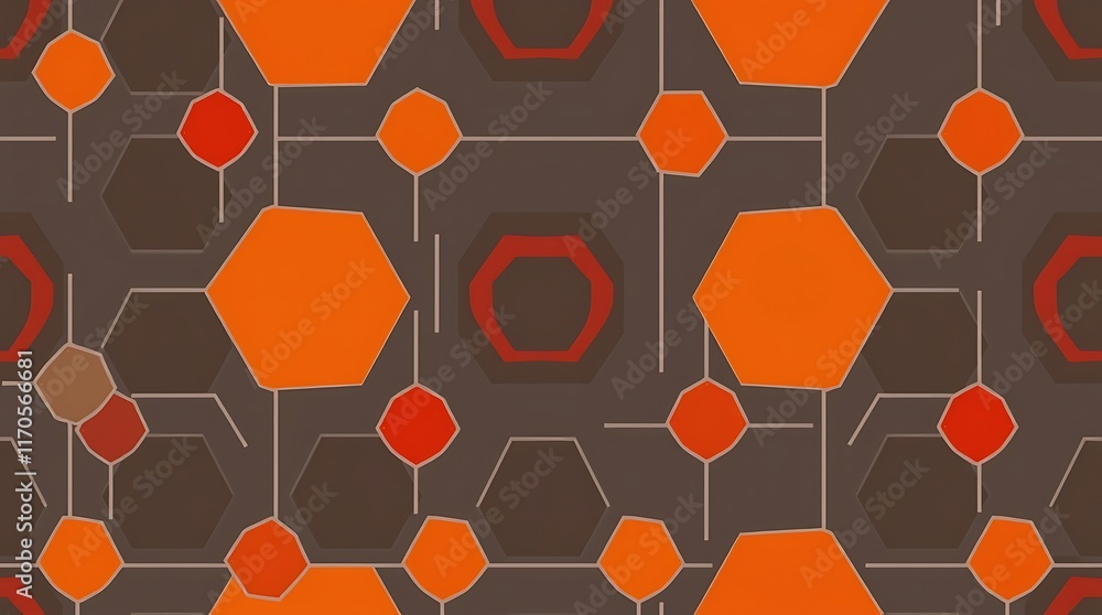 Poster abstract geometric pattern: a vibrant and modern seamless pattern featuring interconnected hexagons 