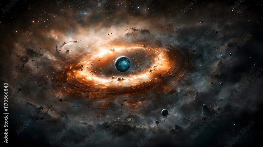 Poster quantum gravity interface showcasing protoplanetary disk formation and planetary accretion processes