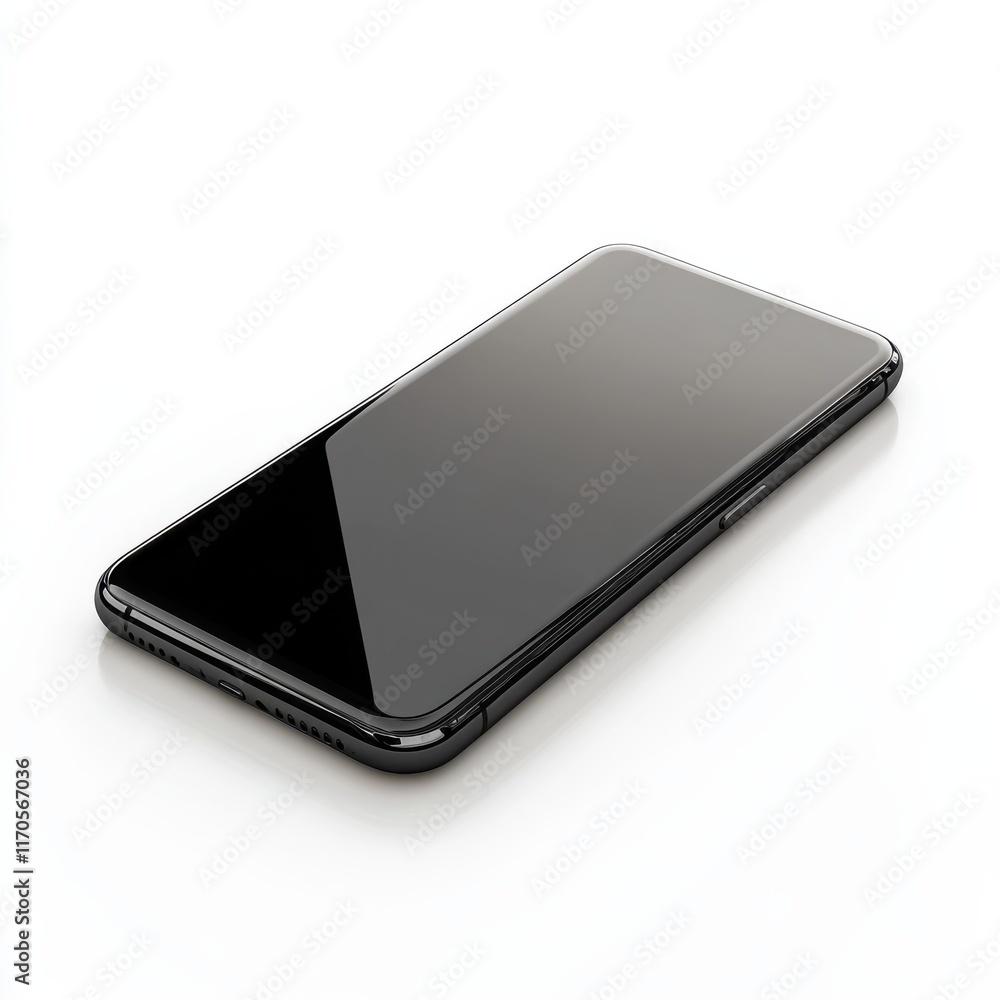 Poster sleek black smartphone with glowing screen on a clean surface in a bright environment