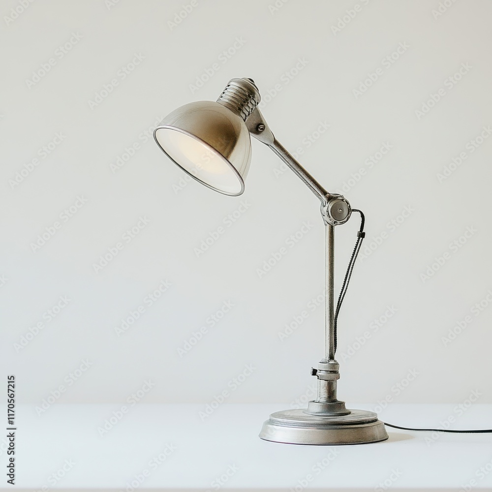 Poster modern desk lamp illuminating a workspace with sleek design and thoughtful functionality