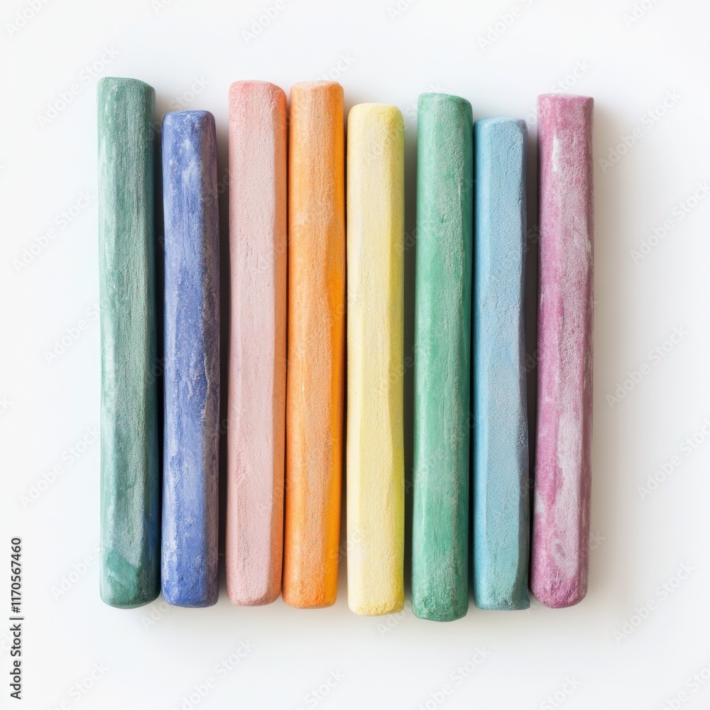 Poster colorful chalk sticks arranged neatly in a vibrant display for artistic creativity and drawing activ