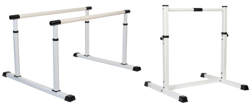 White parallel bars and a single bar isolated with transparent background