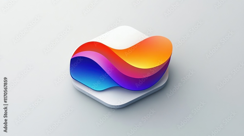 Poster minimalist colorful gradient icon with soft shadows and smooth finish on gray background