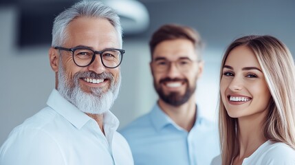 Fototapeta premium Professional Team Smiling Together in Bright Office Environment