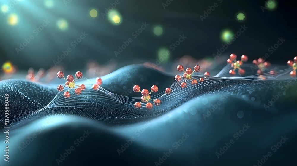 Poster quantum computing visualization of the wave equation demonstrating the behavior of waves in differen