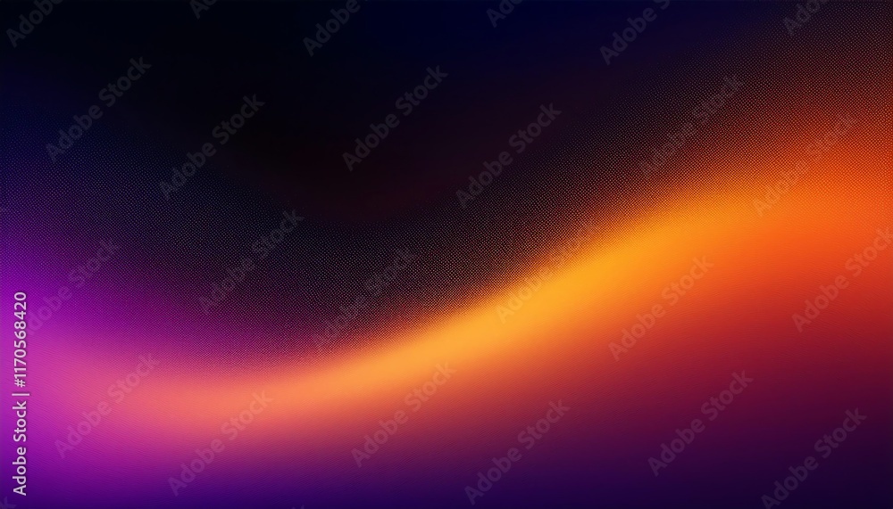 Poster a vibrant gradient featuring smooth transitions of purple and orange against a dark background, crea
