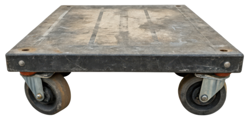 Gray platform cart isolated with transparent background