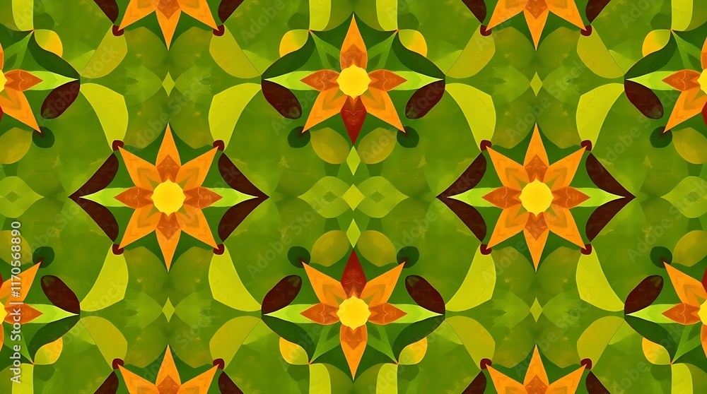 Poster abstract floral pattern: a mesmerizing kaleidoscope of vibrant colors, where abstract flower motifs 