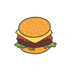 burger non veg fast food logo with vegetables and  cheese